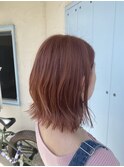 20代30代大人可愛いニュアンスミディ暖色カラーレイヤーボブ