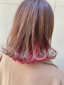 リット 立川(rit.) オレンジベージュ☆インナーカラーピンク♪