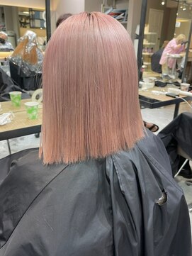 ベレーザ 渋谷(BELEZA) ba1395ダスティ―ピンクブリーチオンカラーコリアンスタイルボブ