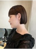 ミニボブぷつっとボブ切りっぱなしボブぱっつん前髪