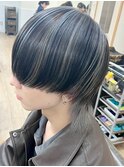 筋感シルバーハイライト×マッシュウルフ《メンズハイライト》