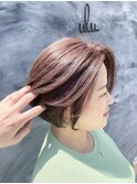 魅せるグレイヘア脱白髪染めピンクグレージュ
