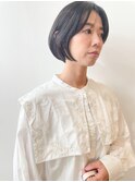タッセルボブミニボブフロントレイヤー大人ガーリー黒髪暗髪