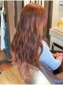 ピンクブラウン／20代／30代／ロング／暖色/