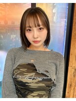 ニューヨークニューヨーク なんば道頓堀店(NYNY)&nbsp;小顔見え前髪ありボブ×オリーブブラウン