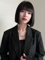 ステン(sten)&nbsp;切りっぱなしボブ/ストレートボブ/地毛風カラー/黒髪ボブ/縮毛