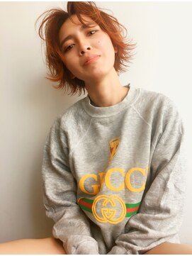 トロニー(TLONY) 外ハネショートボブ  オレンジカラー   tlony渋谷