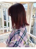 チェリーレッドカラー　ボブ