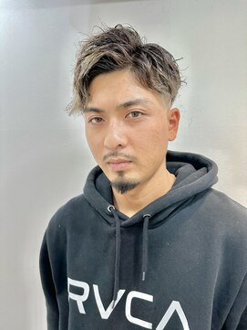 ロミーオム 本厚木(ROMMY. Homme) 刈り上げスパイラルパーマ無造作メッシュアップバングメンズヘア