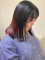 ヘアーデザイン ビビッド(HAIR DESIGN VIVID)&nbsp;インナーカラー小顔薄め前髪レッドカラーピンクカラー
