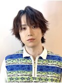 波巻きパーマ風ウルフメンズメイク