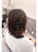 ねじりハーフツイン【クランソア】ヘアメ/ヘアセット/心斎橋