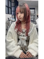 ソルバイジゼル(sol by gisele) クリアピンク×ブラウン シャギーレイヤー