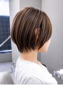 ミルクブラウンハイライト髪質改善小顔ショート