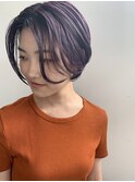 パープル　グラデーション　ショートボブ