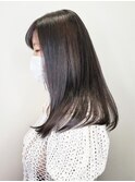 髪質改善ストレート＆カラーで作るアッシュグレーセミロング♪