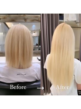 リゼル シブヤ(RISEL SHIBUYA) シールエクステで自然なロングヘア、ハイトーンカラー