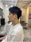 MEN'S HAIRアッシュブラックベリーショートパーマ