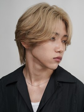 サンクマーケット 渋谷(cinq MARKET) 渋谷メンズブリーチカラーミルクティーベージュセンターパート