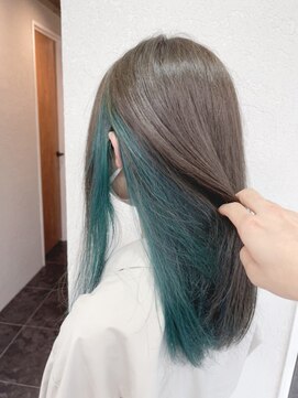 アジールヘア 所沢プロペ通り店(agir hair) インナーグリーンカラー10代20代30代レイヤー