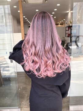 ワンスタイル(One style) 【2ブリーチ】バレイヤージュ＋髪質改善トリートメント　ピンク