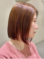 フイ(HUI)&nbsp;大人可愛い切りっぱなし耳掛けボブブリーチなしピンクオレンジ