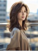 ☆オリーブグレーココアベージュ小顔クラゲヘアー/黒髪/髪質改善