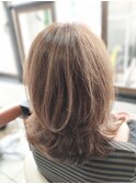 30代40代50代ひし形ボブCカール外ハネ　ブリーチ無しグレージュ