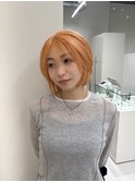 プレイングカラー/抜きっぱなしブロンド/ミニマムボブ