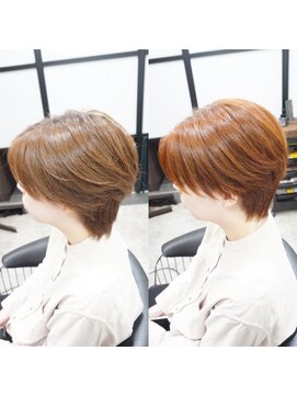 ヘアテリア リュウ 大塚(hair teria ryu) センターパートマッシュウルフ/オレンジブラウン