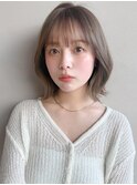 ダークパープルミルクブラウンワンホンレイヤー外ハネボブa