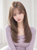 ユーフォリア エヌ 池袋サンシャイン通り店(Euphoria +n)&nbsp;ロングストレートレイヤーシースルーバングアッシュベージュ
