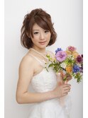 フェミニンハーフアップ　ウェディング　花嫁