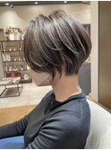 《30代40代》白髪ぼかしハイライト×前下がりボブ【イケダ】