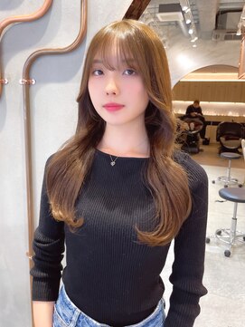 ロンド エスポワール 錦糸町(Lond espoir) 黒髪レイヤーロンググレーベージュ前髪パーマ【韓国ヘア鈴木颯】