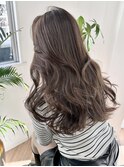 オリーブグレージュ顔周り小顔レイヤー髪質改善透明感カラー