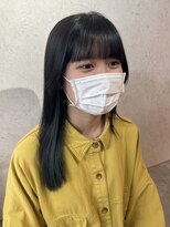 ビスクヘアデザイン(bisq hair design)&nbsp;インナーカラー　ブルー　髪質改善カラー　韓国風　サイドバング
