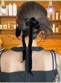 アレンジ　艶髪　髪質改善　ヘアセット　編みおろし　顔まわり