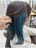 インナーカラーターコイズブルー