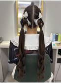編み込みツインテール