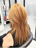 30代40代50代ウルフレイヤーロング白髪ぼかし　ゴールドベージュ
