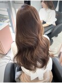 レイヤーロング20代韓国ヘアグレージュカラーニュアンスカラー