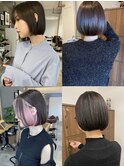 大人ミディ丸みショートボブ重め前髪シンプルストレート