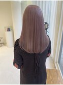 ハイトーンブリーチピンクベージュロングレイヤーカット髪質改善