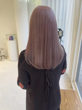 ハイブ 金沢(Hive) ハイトーンブリーチピンクベージュロングレイヤーカット髪質改善