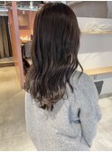 【松本咲花】ブリーチなしラベンダーブラウン艶カラー韓国ロング