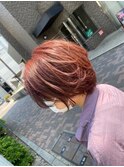 ショートボブ　チェリーブラウン
