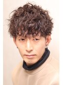30代40代クルクルスパイラルパーマツーブロックマッシュ