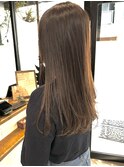ロングショートワンカールパーマカーキグレージュ前髪錦糸町