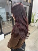 10代20代ボルドーカラーレッドカラーワインレッド艶髪韓国